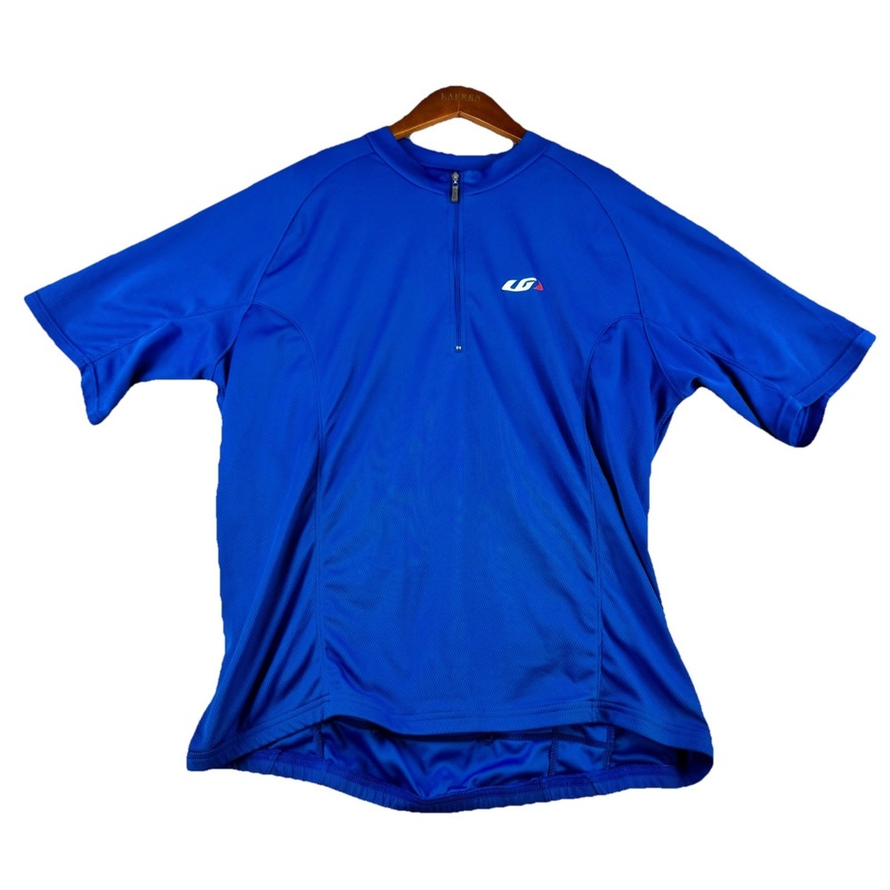 Louis Garneau Cycling Jersey Mens XXL 2XL Blue Half Zip Bike Shirt Pockets